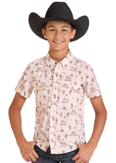 ROCK & ROLL BOYS PRINTED SHORT SLEEVE SNAP SHIRT