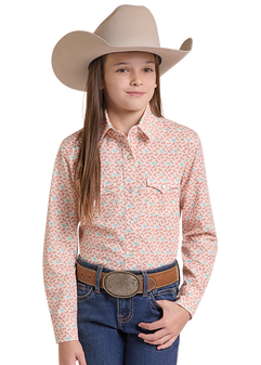 PANHANDLE SLIM GIRLS HORSE LONG SLEEVE SNAP SHIRT 