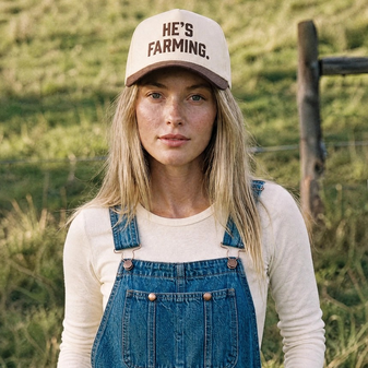 HE'S FARMING TRUCKER HAT