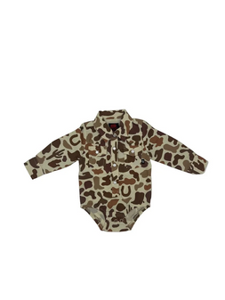 WESTERN CAMO INFANT PERFORMANCE LONG SLEEVE PEARL SNAP ONESIE