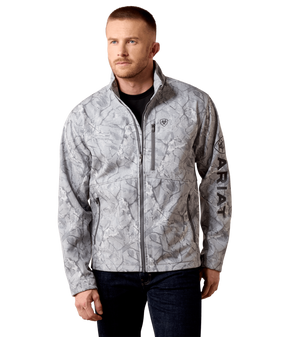 MENS ARIAT LOGO SOFTSHELL JACKET - GREY CAMO