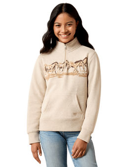 ARIAT RUNNING WILD 1/4 ZIP SWEATSHIRT - YOUTH