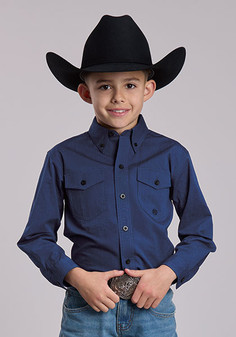 BOYS ROPER LONG SLEEVE BLUE BUTTON UP 