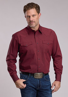 ROPER MENS LONG SLEEVE PEARL SNAP - MAROON