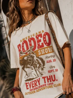 WOMENS AMERICAN RODEO SHOW OVERSIZED TEE
