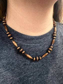 PEARLS AND TORPEDO COPPER NECKLACE - 6/8 MM 