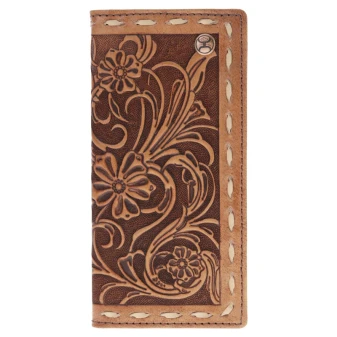 HOOEY FLORAL TOOLED RODEO LEATHER WALLET