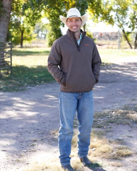 CINCH MENS BROWN 1/4 BUTTON UP PULLOVER