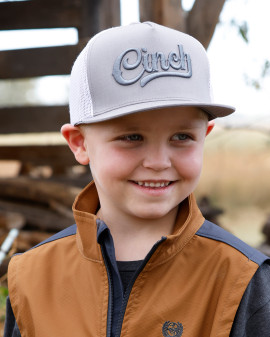YOUTH CINCH EMBROIDERED GRAY HAT
