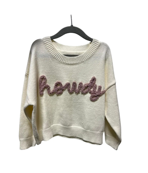 GIRLS HOWDY BLUSH PINK CREWNECK
