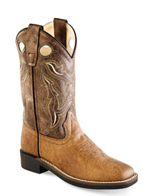 OLD WEST KIDS TAN SQUARE TOE BOOT