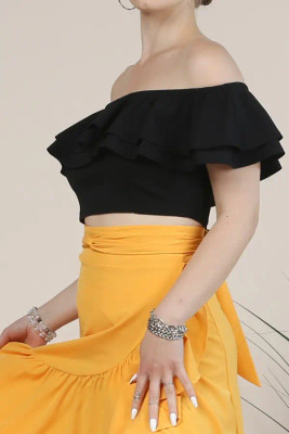 BLACK CORSET CROP TOP