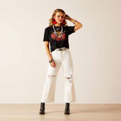 ARIAT WOMEN'S ULTRA HIGH-RISE TOMBOY WIDE CROP JEAN WHITE