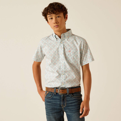 ARIAT BOYS' KAI SHORT SLEEVE BUTTON DOWN SHIRT