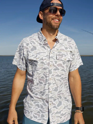 BURLEBO MENS FISHING SHIRT WHITE CAMO