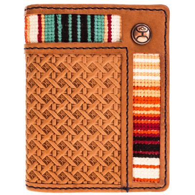 HOOEY TARLO BASKET WEAVE TAN/SERAPE BIFOLD MONEY CLIP