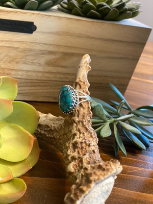 PAIGE WALLACE DARK TURQUOISE TEAR RING SIZE 9