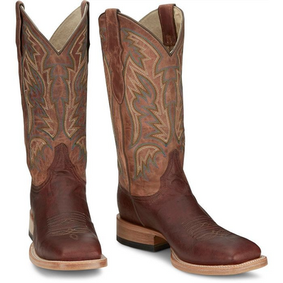 JUSTIN THREE BARS SMOOTH OSTRICH WESTERN BOOT