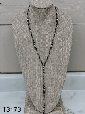 SOL T3173 DIAMOND CUT PEARL LARIAT NECKLACE