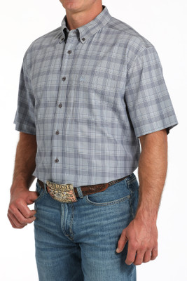 CINCH MEN'S ARENAFLEX S/S IN BLUE PLAID