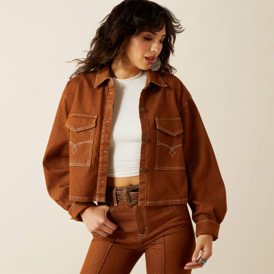 ARIAT WOMENS BOXY CROPPED DENIM JACKET