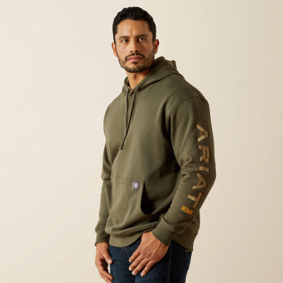 ARIAT MENS REBAR OLIVE GRAPHIC HOODIE