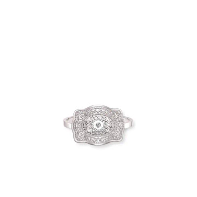 Mini Belt Buckle Ring (Amelia Rose) - Silver