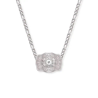Mini Belt Buckle Necklace (Amelia Rose) - Silver