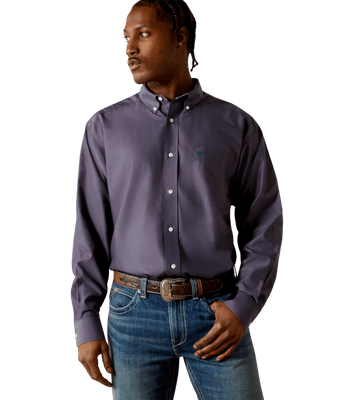 ARIAT MENS WRINKLE FREE SOLID PINPOINT OXFORD SHIRT