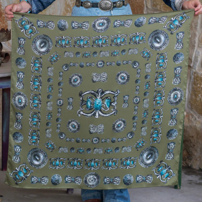 FRINGE TURQS & CONCHOS 35X35 SAGE
