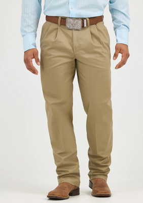 WRANGLER MEN'S PLEATED FRONT KHAKI PANTS