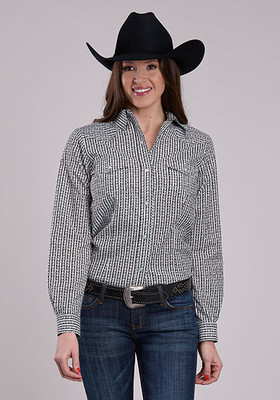 ROPER 01-050-0019-1082 WOMEN'S CHARCOAL WALLPAPER SNAP LNG SLV