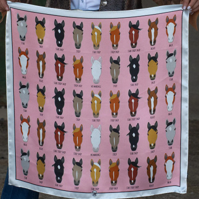 FRINGE SCARVES 35X35 - PINK MARKINGS 