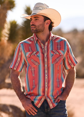 PANHANDLE SLIM JACQUARD STRIPED SHORT SLEEVE PEARL SNAP