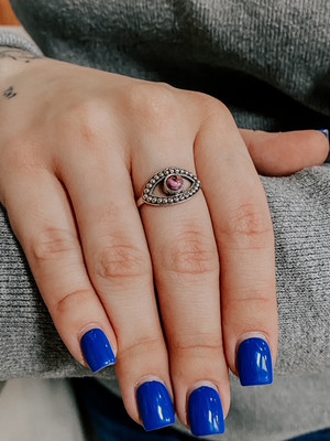 SINGLE STONE EVIL EYE RING 