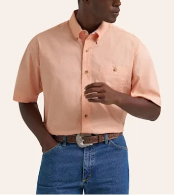 WRANGLER GEORGE STRAIT GEO PATTERN PEACH SHORT SLEEVE SHIRT