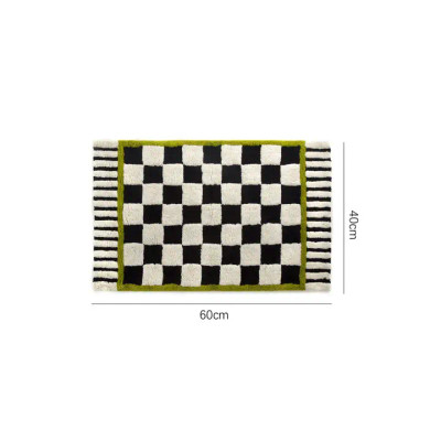 GREEN ACCIENTED CHECKERED RUG