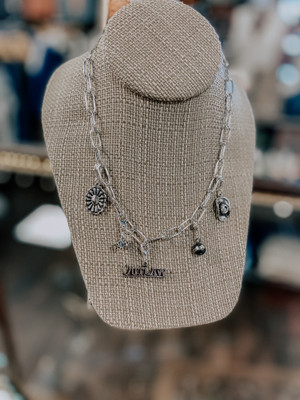 SOL STERLING PAPERCLIP CHARM NECKLACE 