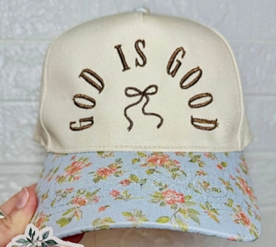 GOD IS GOOD FLORAL HAT
