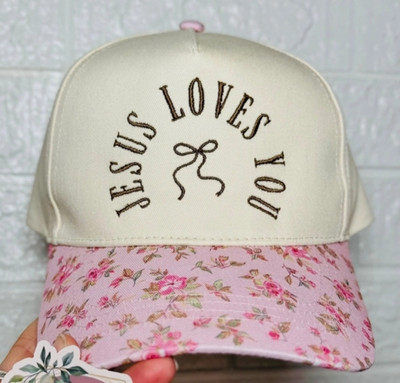 JESUS LOVES YOU FLORAL HAT