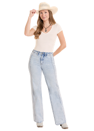 ROCK&ROLL WOMENS LIGHT WASH WIDE LEG JEAN