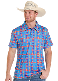 ROCK & ROLL MENS MULTICOLORED AZTEC POLO 