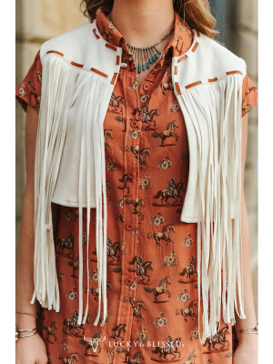 WOMENS SUEDE BUCK STITCH VEST