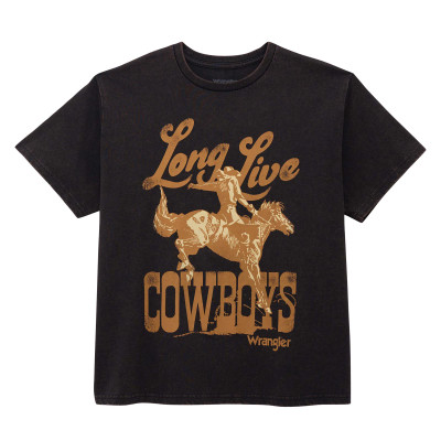 Wrangler Retro® Short Sleeve T-Shirt – Regular Fit, Black Beauty – “Long Live Cowboys”