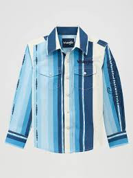 WRANGLER Boys Logo Long Sleeve Shirt - Blue