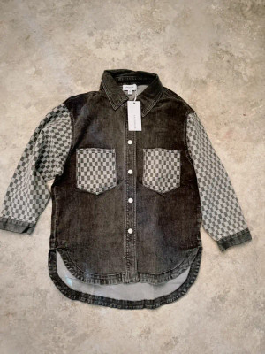 Checkered Denim Work Jacket – Vintage Wash