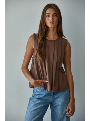 Chocolate Knit Rayon Spandex Jersey Round Neck Sleeveless Top