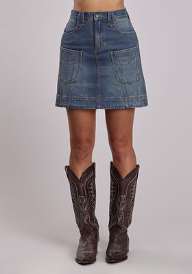 STETS ON WOMENS DENIM FRONT PATCH SKIRT
