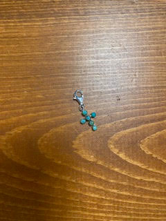 TURQUOISE BUBBLE CROSS CHARM 