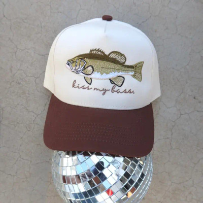 KISS MY BASS BROWN TRUCKER 